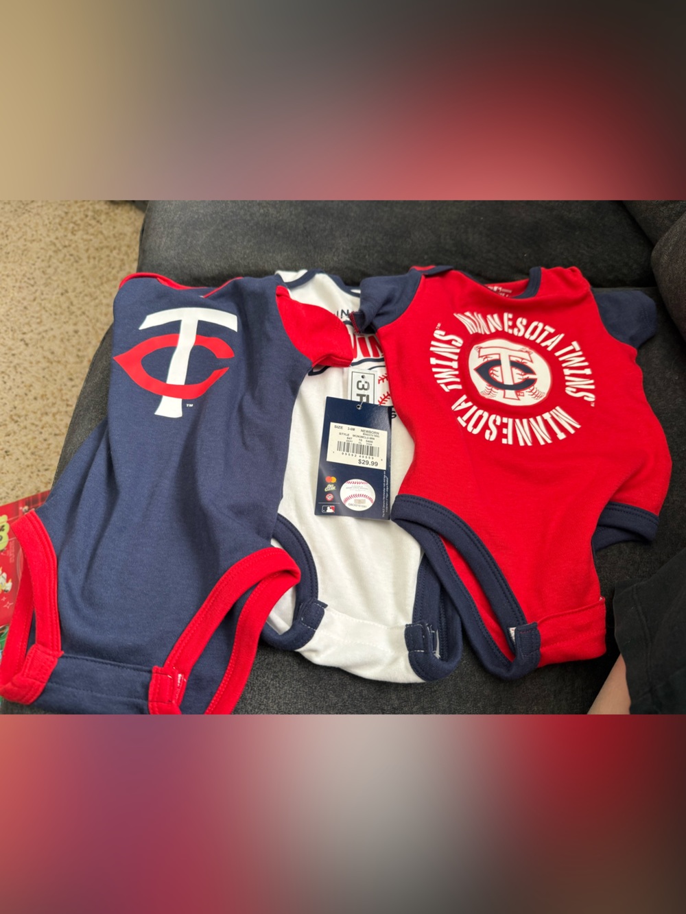NWT MLB Minnesota Twins Baby Onesies 3-Pack Size 3-6M